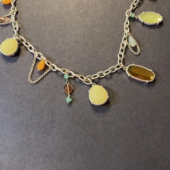 Lia Sophia Multicolored Chain Style Necklace w Beads Silver Tone Charms Vintage - Picture 5 of 7